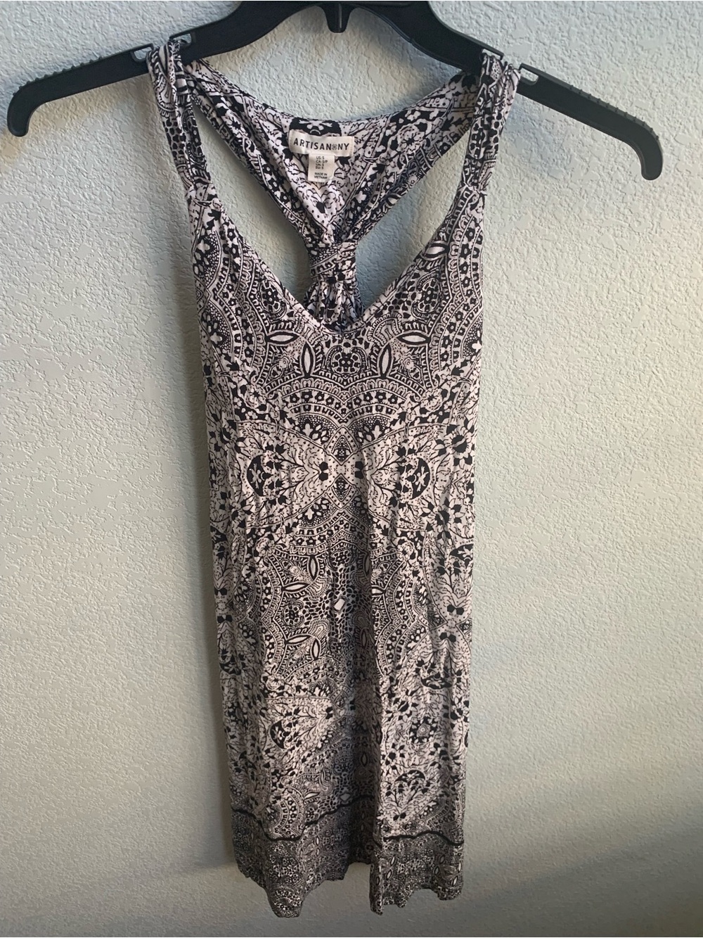 Artisan Ny Black & White Patterned Tank Dress